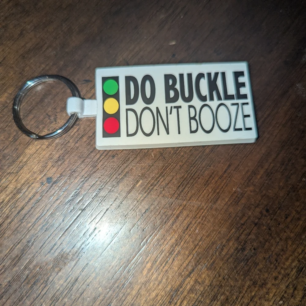 Vintage Safety PSA Keychains Railroad RR + “Do Buckle Don’t Booze”